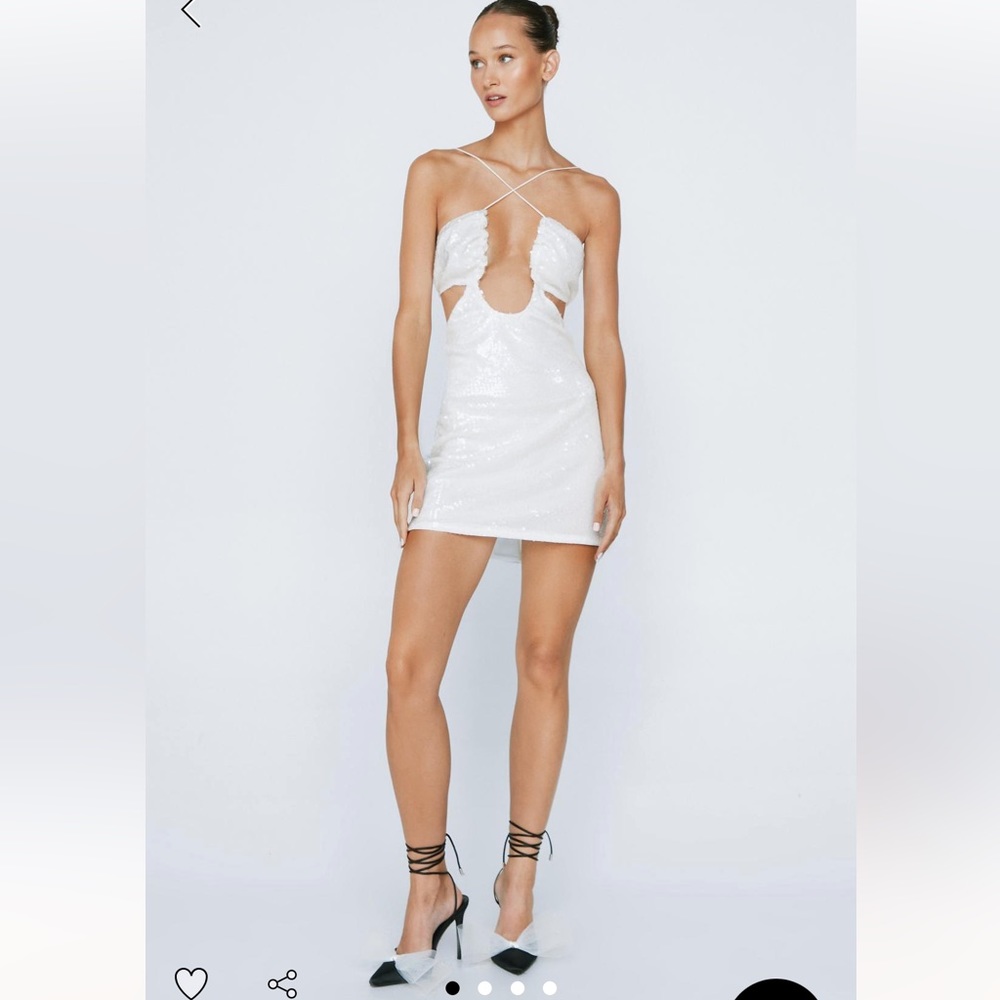White sequin size 4 nasty gal dress